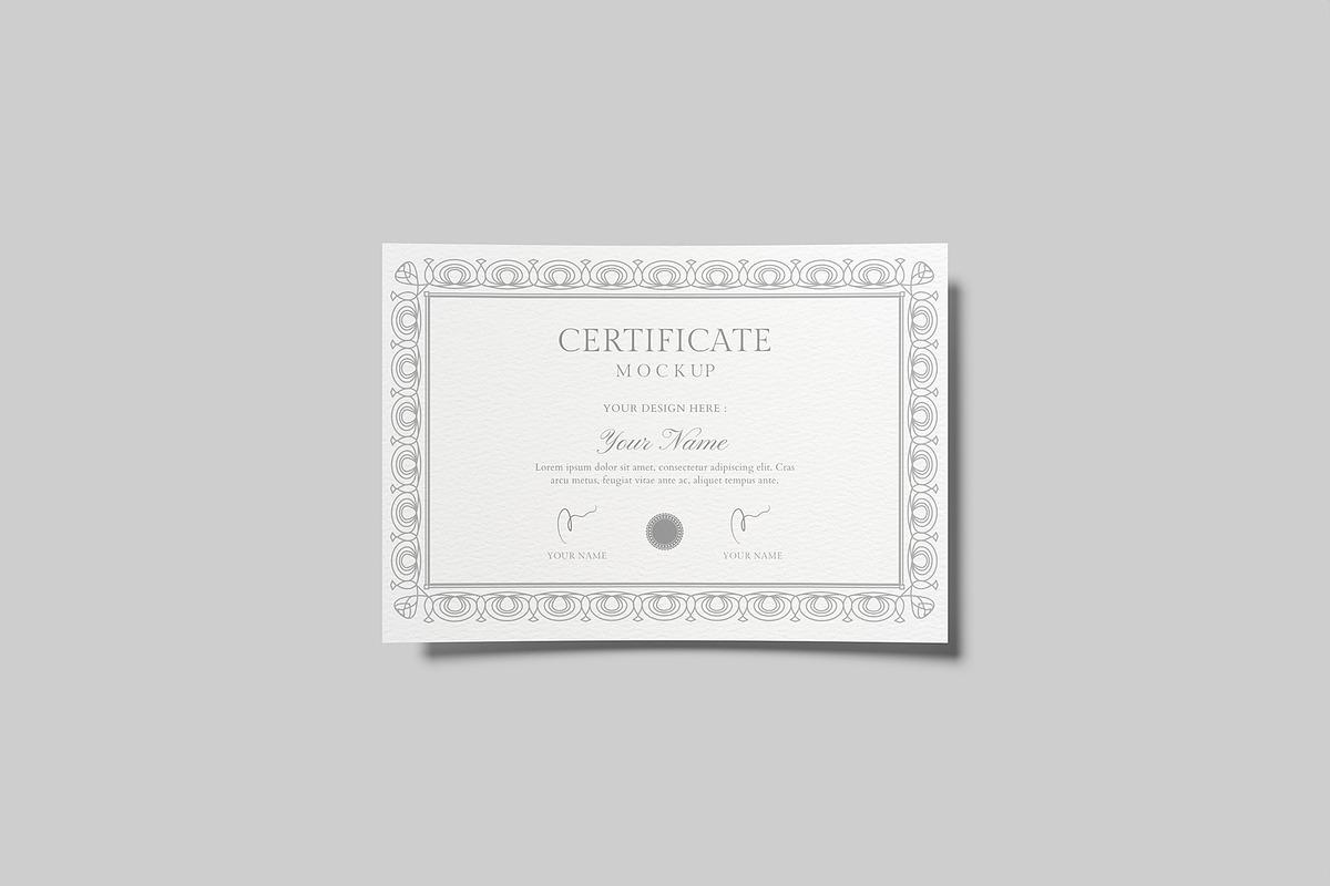 Paper Certificate Mockup, a Stationery Template by Graphiculon (Photo 2 of 11)