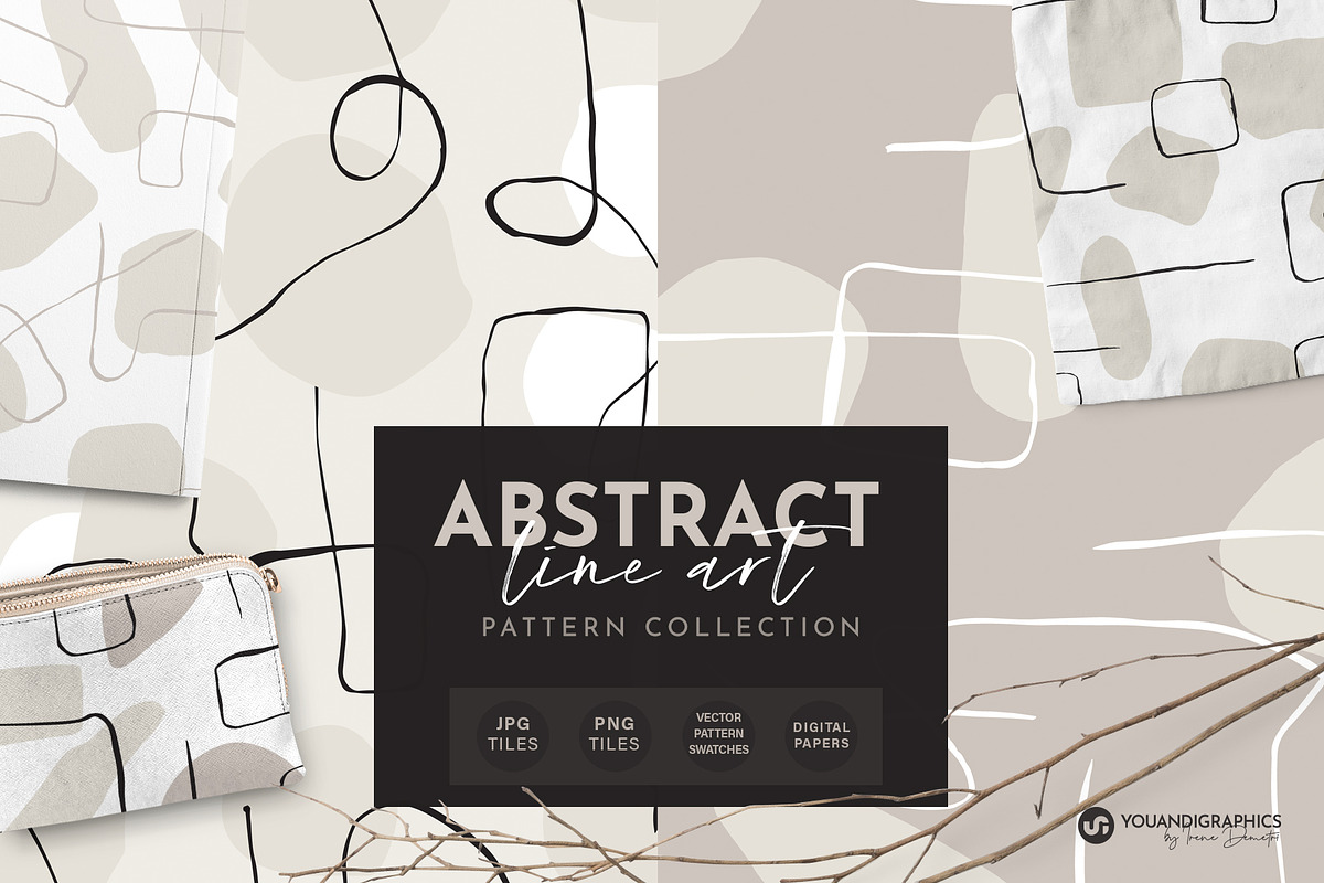 Abstract Line Art Seamless Patterns, a Pattern Graphic by Youandigraphics