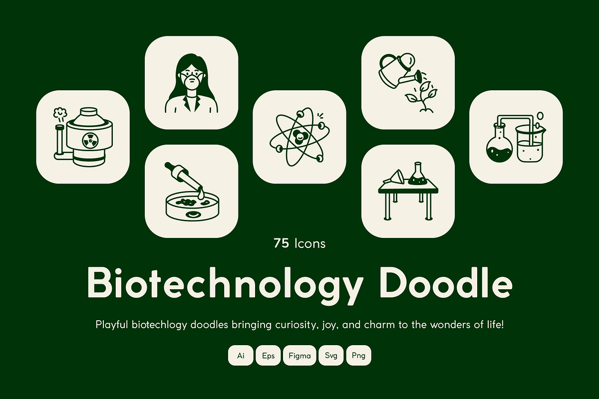 Biotechnology Doodle Icon Set, an Outline Icon by Vectors Market (Photo 1 of 8)