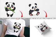 Panda with Bamboo Clipart, a Graphic by Artnoy (Thumbnail 4 of 5)