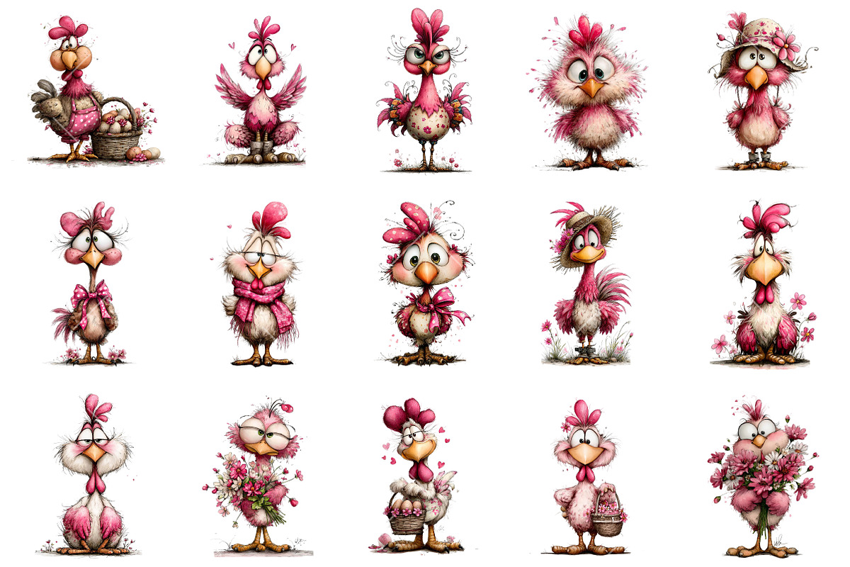 Whimsical Chicken Clipart, an Illustration by OK Design (Photo 3 of 6)