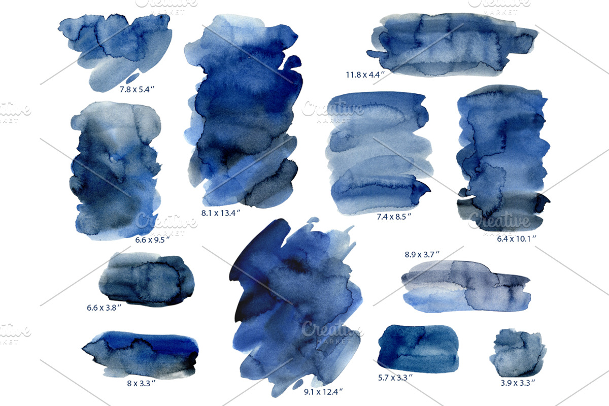 Navy Blue Watercolor Stains Splashes, a Texture Illustration by GraphicsDish (Photo 2 of 3)