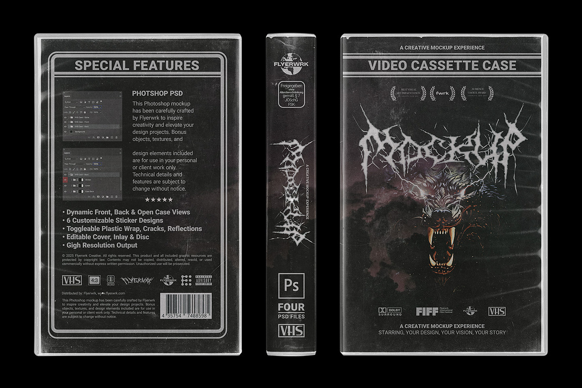 VHS Cassette Tape Case Mockup, a Packaging Mockup by FLYERWRK (Photo 10 of 10)