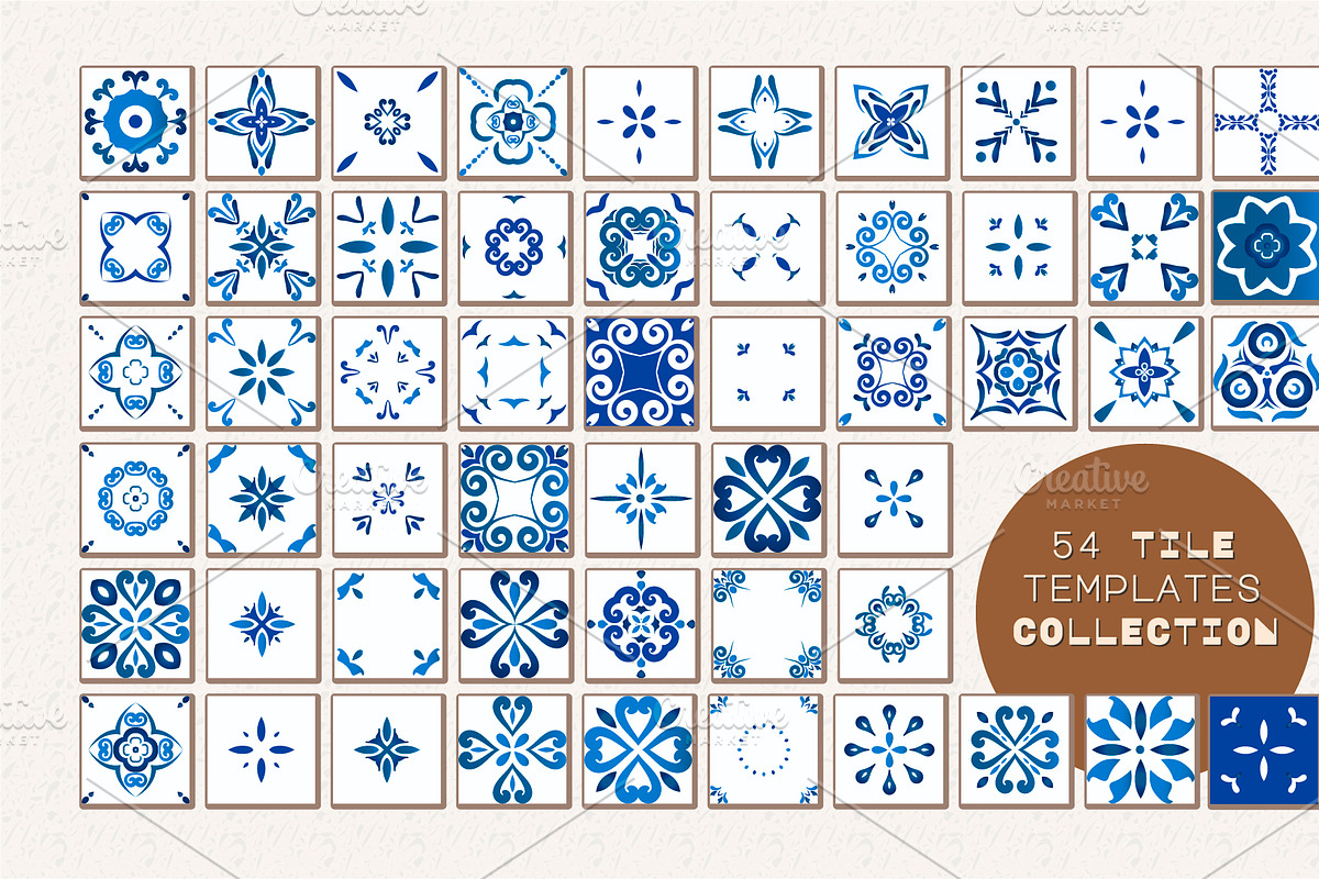 Azulejo Tile set of 54, a Pattern Graphic by DeMih (Photo 2 of 6)