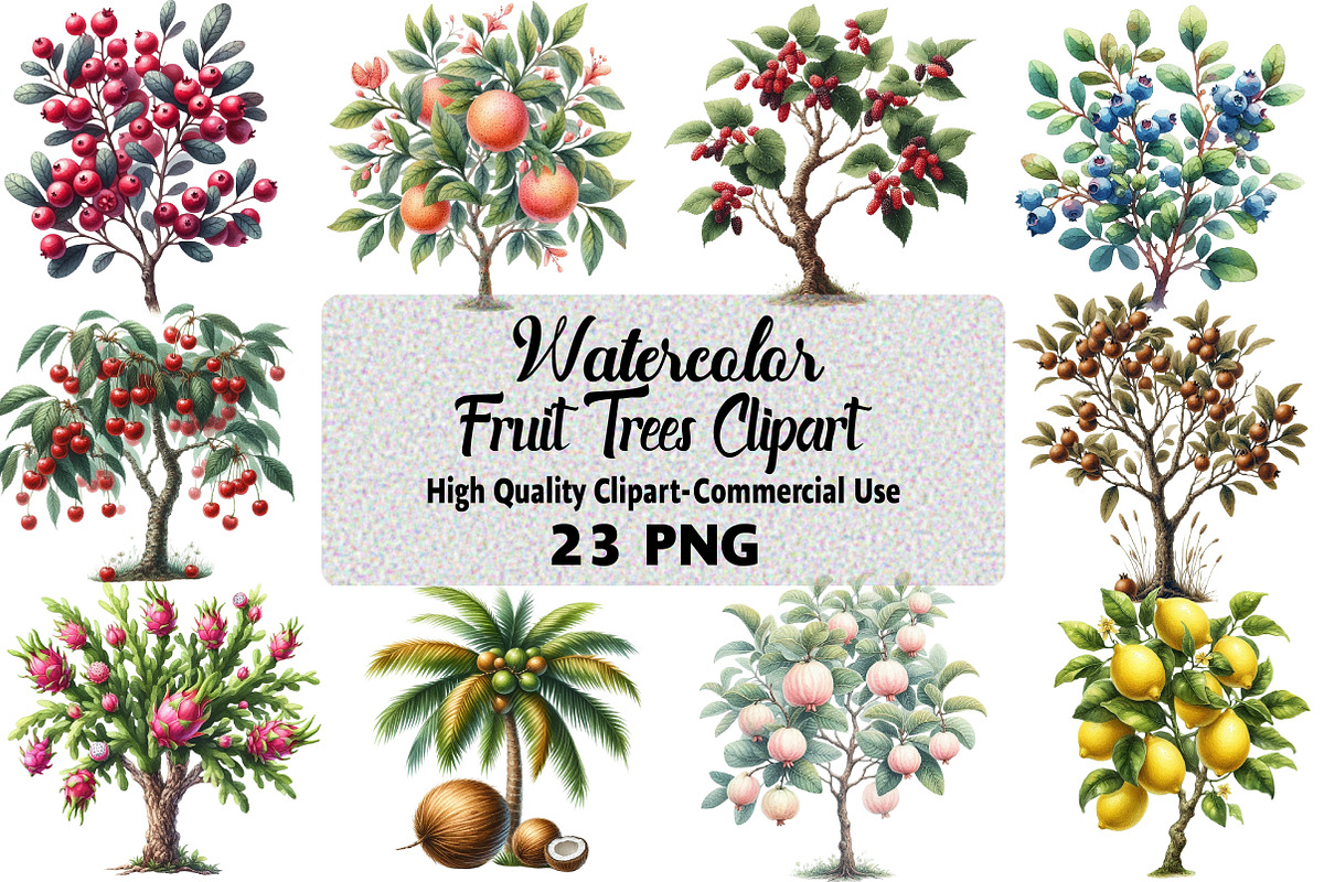 Watercolor Fruit Trees Clipart, an Icon by Daily.Designs (Photo 1 of 4)
