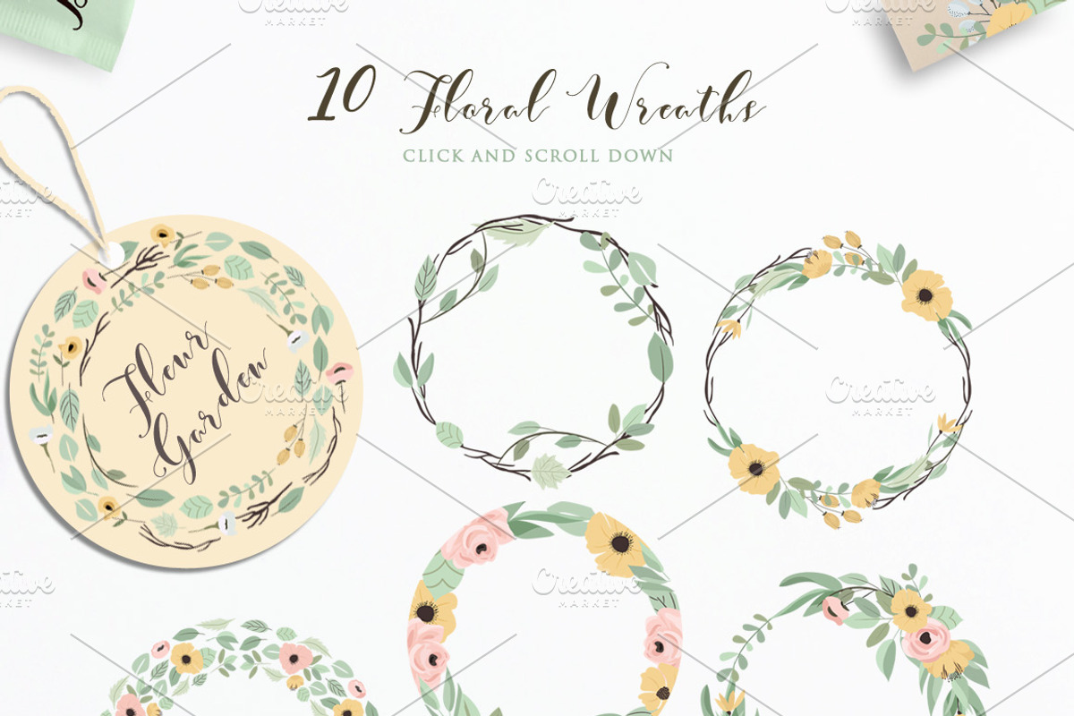 Little Garden - Floral Vector Set, a Background Graphic by wulano (Photo 2 of 9)