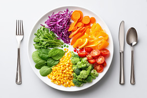 Colorful plate of fresh vegetables for healthy eating, a Food & Drink Photo by AlyaAnd