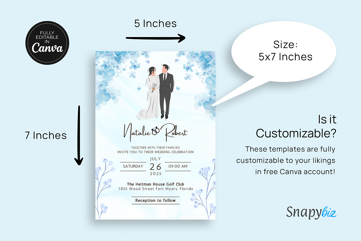 Navy Blue Wedding Invitation Temp, an Invitation Template by Snapybiz (Photo 7 of 10)