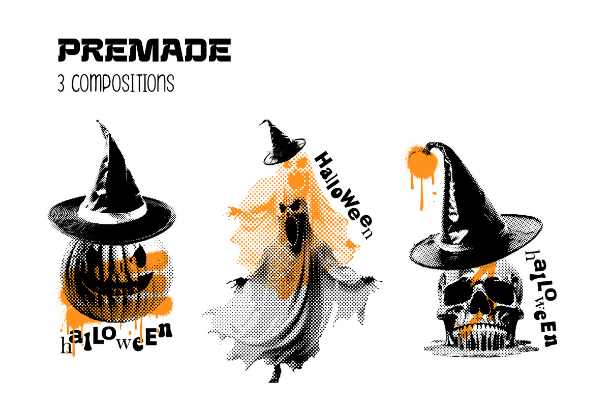 Retro halftone Halloween collection, a Texture Illustration by Lana Sham (Photo 19 of 20)