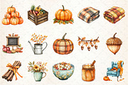 Watercolor Autumn Decor Clipart, an Illustration by Rose Art (Thumbnail 2 of 4)