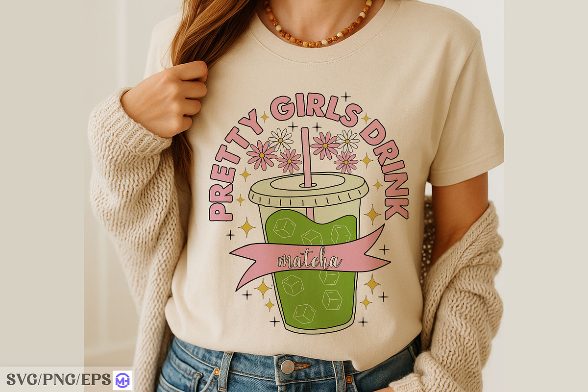 Pretty Girls Drink Matcha Hand-drawn, a Graphic by mh_arif (Photo 4 of 4)