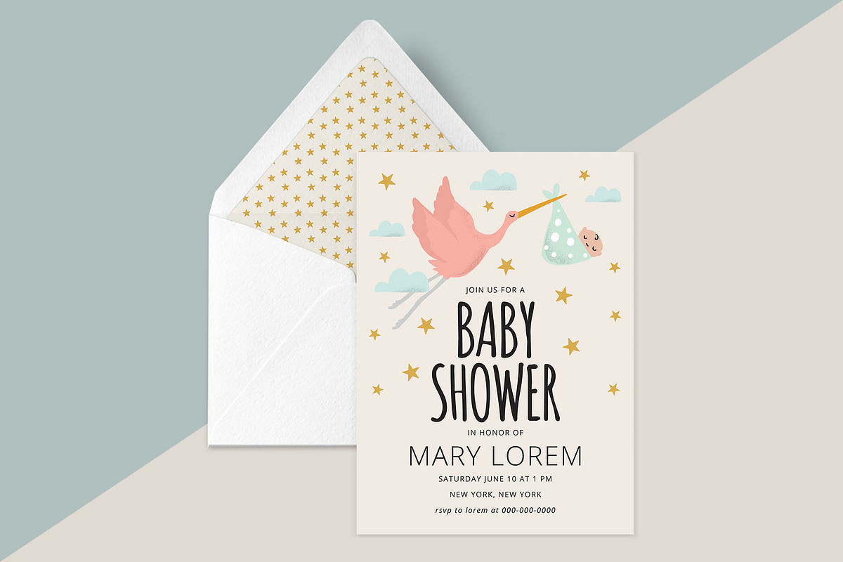 Baby Shower Invitation Templates, a Card Template by Pixejoo (Photo 2 of 5)