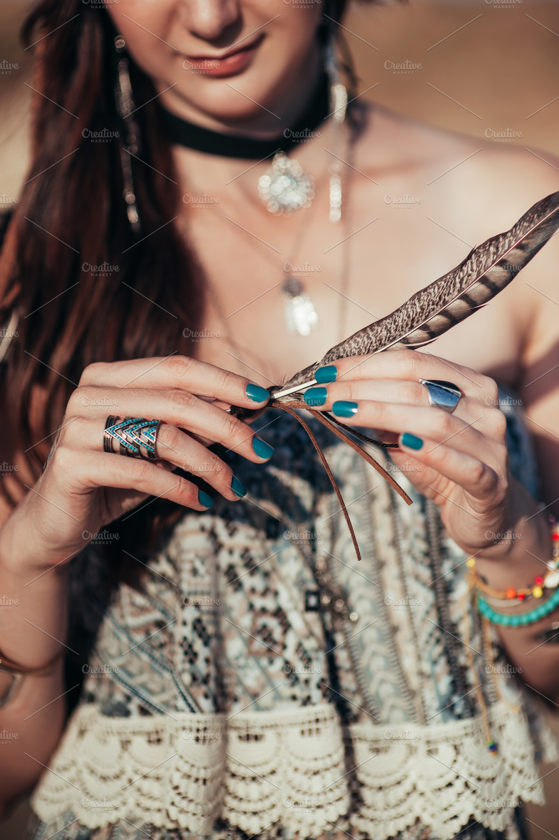 Close up of attractive young woman containing accessories, attractive, and, a Beauty & Fashion Photo by MarinaMassel