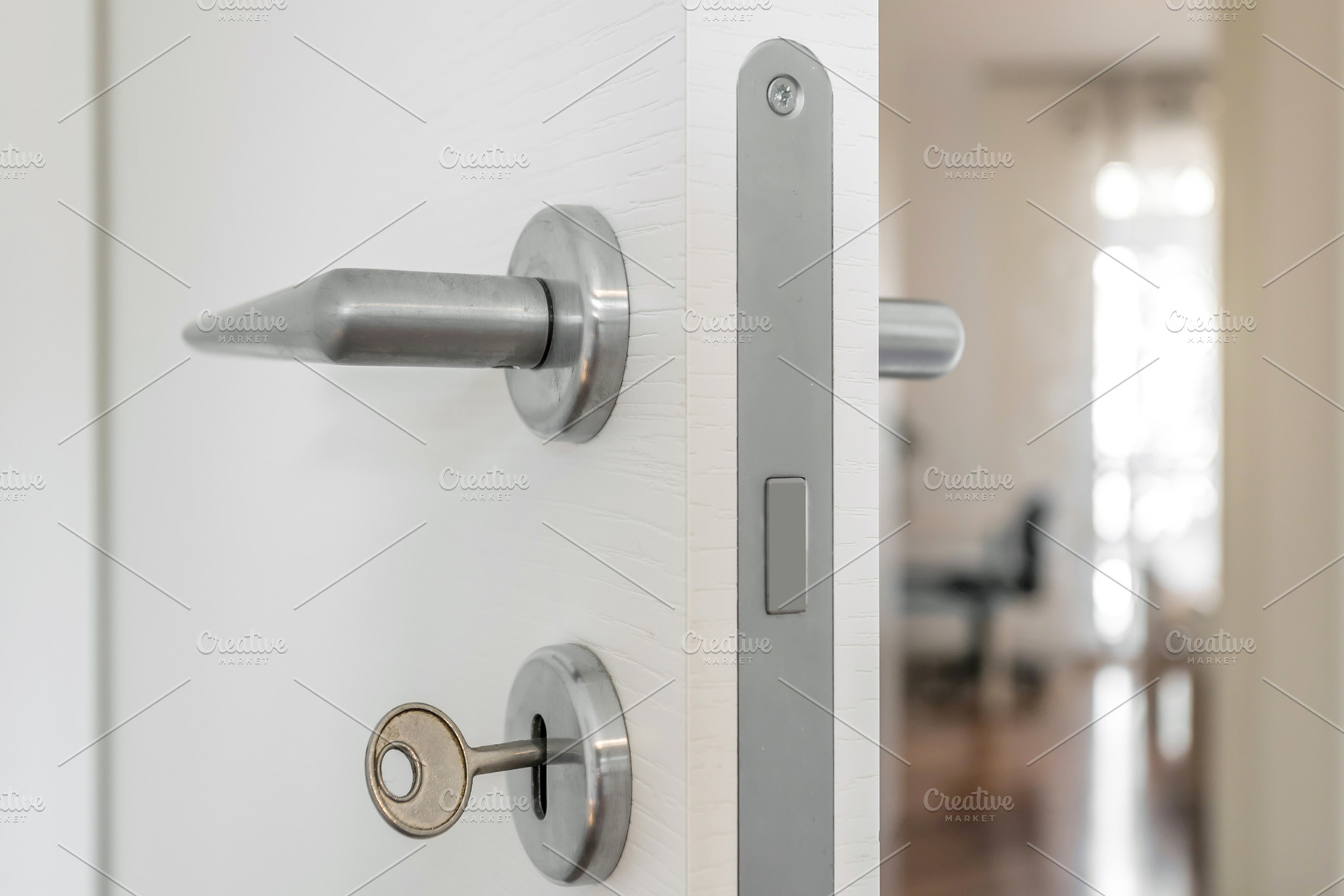 Closeup white open door, an Architecture Photo by KYNA STUDIO