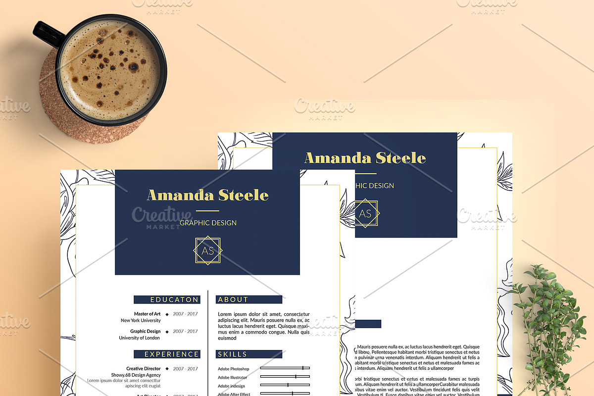 Floral CV / Resume template / N, a Resume Template by Showy68 Template (Photo 5 of 5)