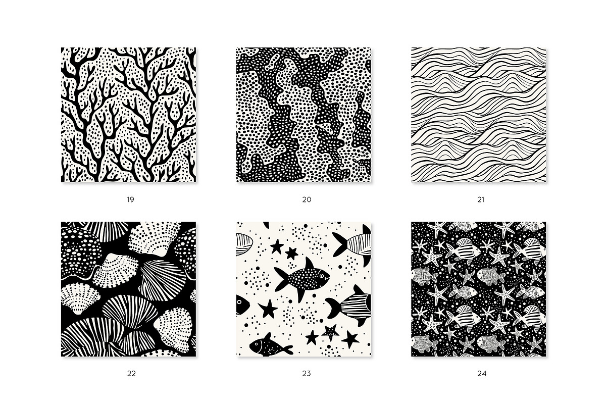 Underwater Seamless Patterns Bundle, a Pattern Graphic by Curly_Pat (Photo 6 of 15)