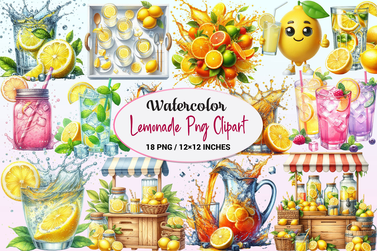Lemonade Watercolor Clipart, a Graphic by CitraGraphics (Photo 1 of 4)