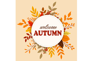 Welcome Autumn letters in foliage, a Texture Illustration by Tati_Kli
