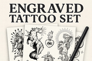 Engraved Tattoo Procreate Brush Set