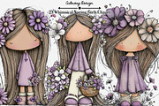 Whimsical Spring Girls Clipart, an Illustration by GatewayDesign (Thumbnail 1 of 6)