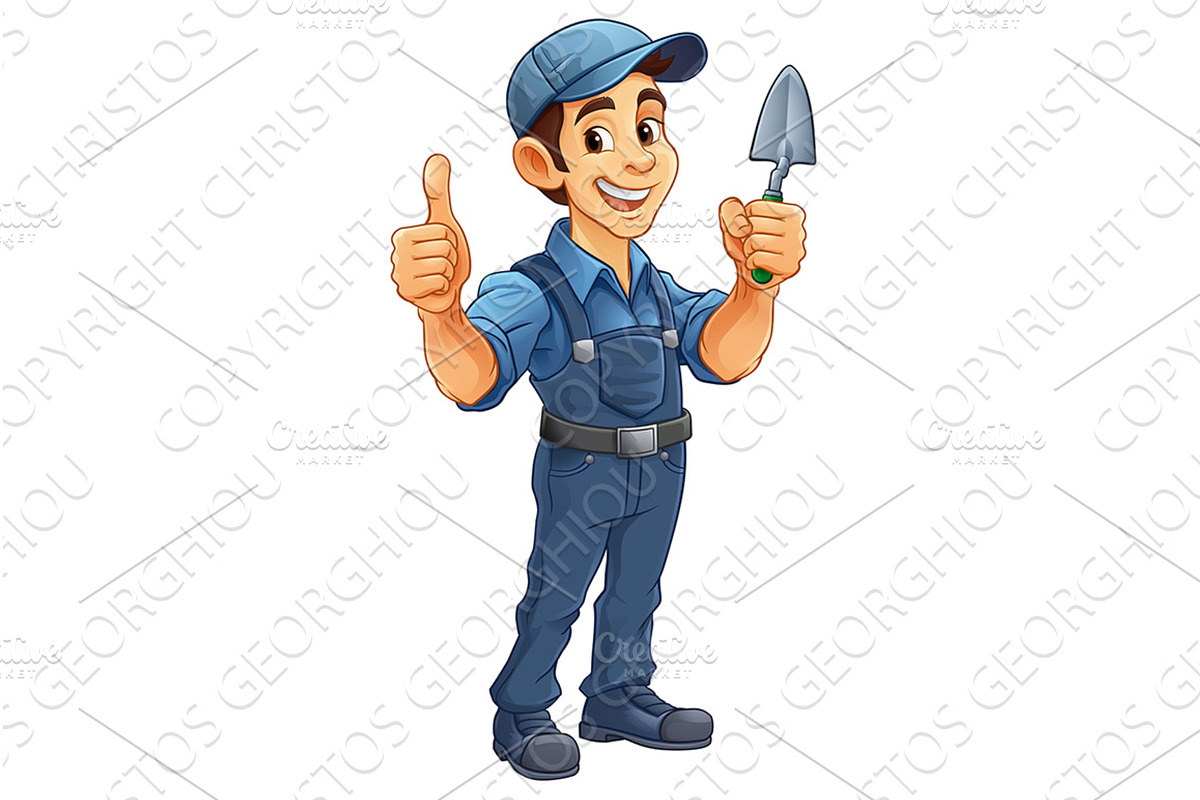 Bricklayer Mascot Tool Mason, an Illustration by Christos Georghiou