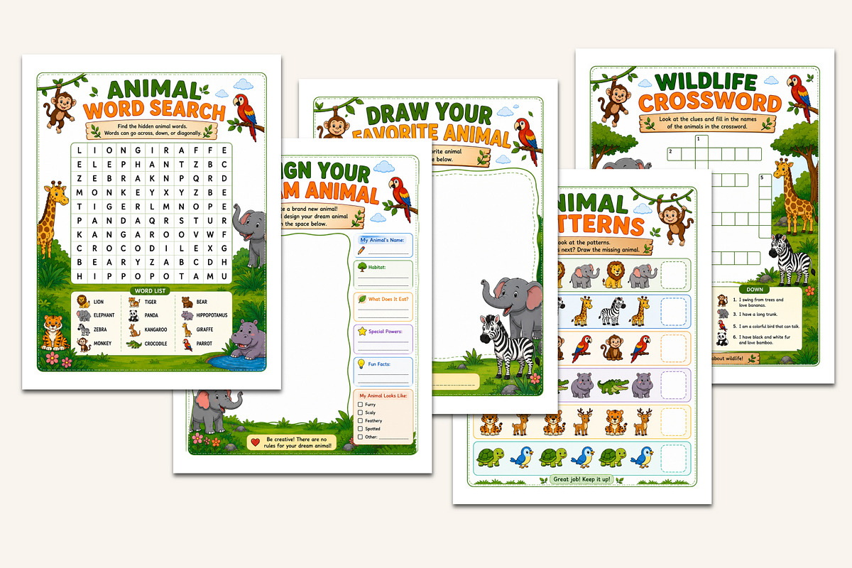 Wildlife Explorer Workbook, a Stationery Template by Designmela01 (Photo 3 of 5)