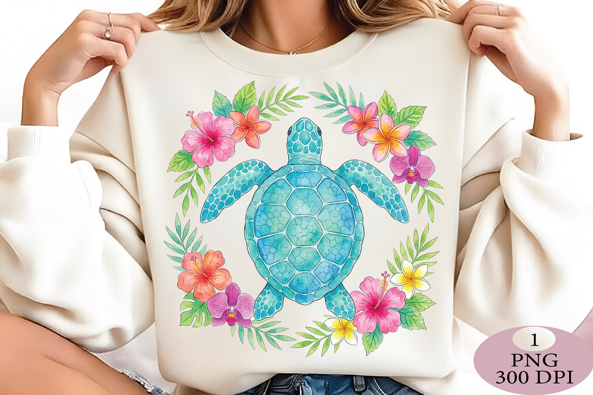 Floral Sea Turtle Summer PNG, an Illustration by Daily.Designs (Photo 3 of 5)