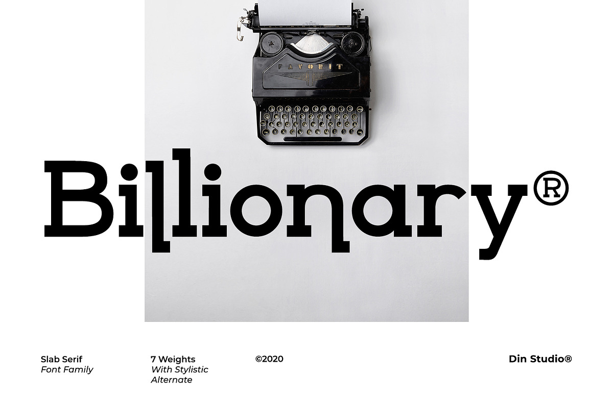 Billionary, a Slab Serif Font by din-studio.com (Photo 1 of 11)