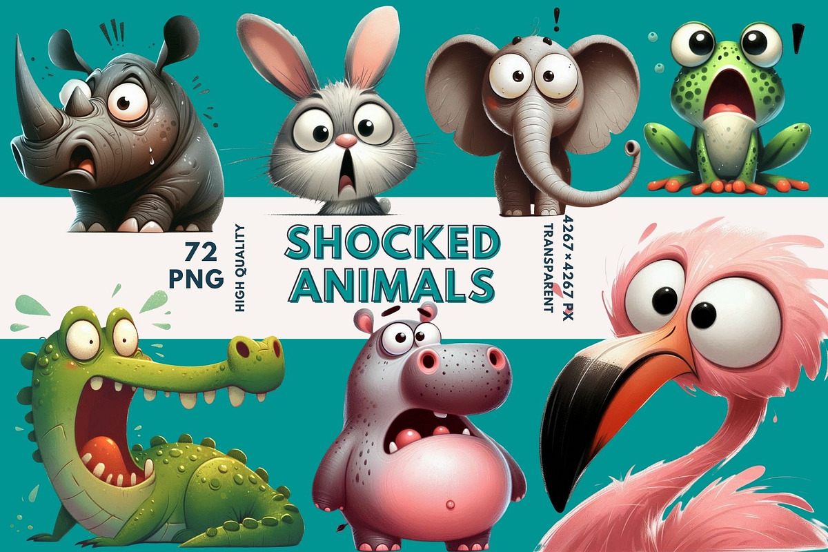 Shocked Animal Clipart Bundle, an Animal Illustration by Traveling Designer (Photo 1 of 6)