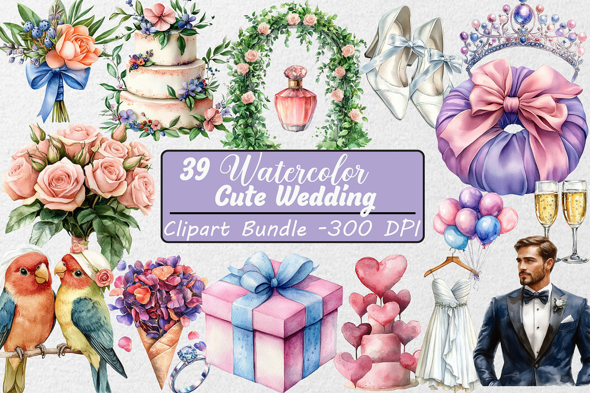 Cute Wedding Clipart, an Illustration by DreamCafeArt (Photo 1 of 7)