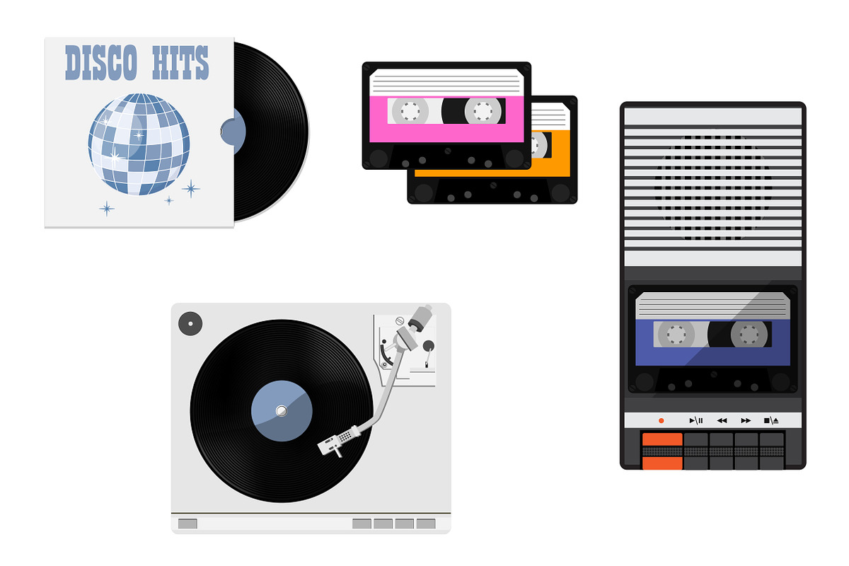 Cassette, vinyl, tape recorder, an Icon by Viktorijareut