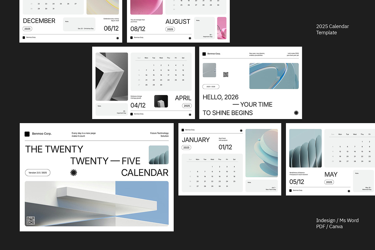 White Minimalist 2025 Calendar, a Stationery Template by fakhroo (Photo 3 of 5)