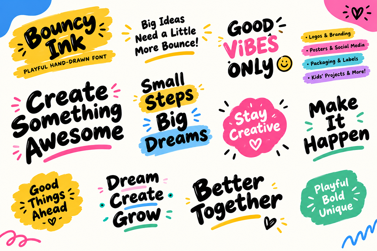 Bouncy Ink - Playful Hand-Drawn Font, a Handwritten Font by brandingpro (Photo 3 of 4)