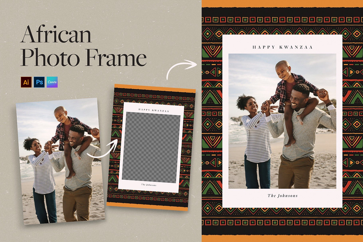 African Photo Frame Template, a Layer Style Add-On by DesignerCandies