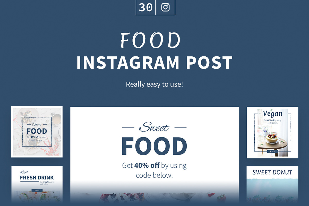 Food Instagram Posts, a Social Media Template by Milos Knezevic (Photo 1 of 6)