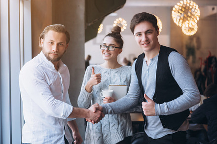 Business handshake and business people concept containing adult, african, and, a Person Photo by Tekso