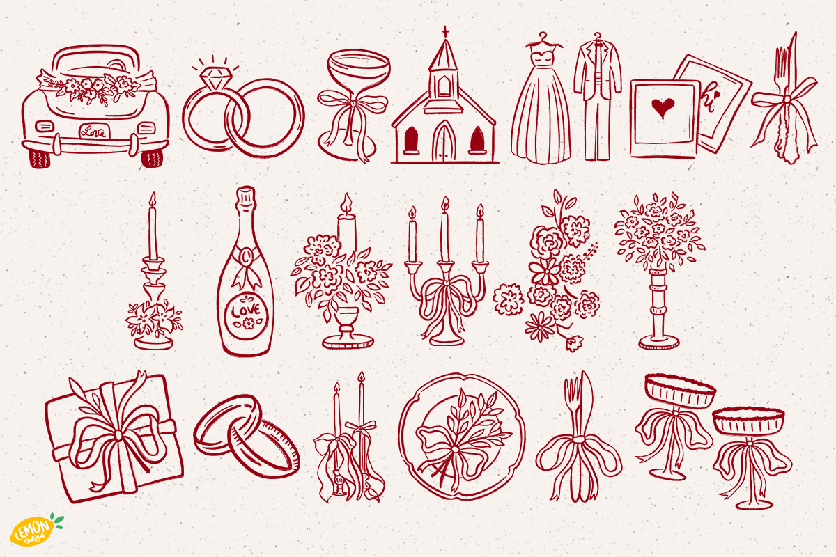 Hand Drawn Wedding PNG Clipart, a Decorative Illustration by LemonDesign (Photo 2 of 4)