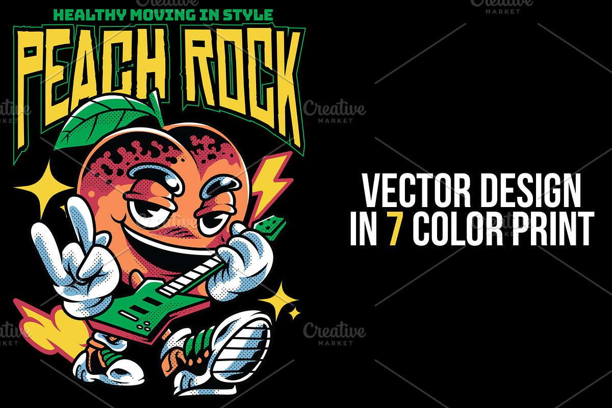 Peach Rock T-Shirt Illustration, a Food Illustration by badsyxn (Photo 2 of 5)