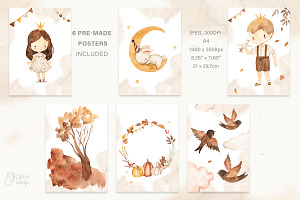 AUTUMN MOMENTS. Watercolor Clipart