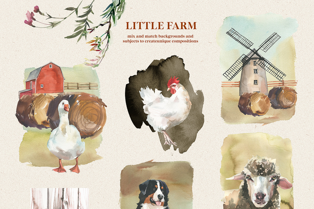 Little Farm Animals Clip Art, an Animal Illustration by whiteheartdesign (Photo 11 of 18)