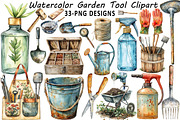 Watercolor Garden Tool Clipart, an Illustration by Daily.Designs (Thumbnail 1 of 7)