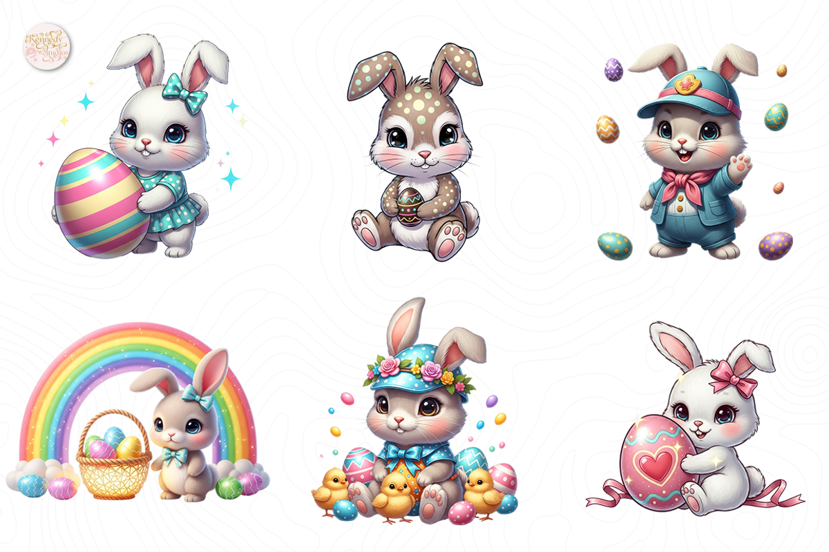Easter Bunny Clipart PNG, Cute., an Animal Illustration by KennedyStudio (Photo 3 of 4)