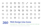 260 Web Design Line Icons, an Outline Icon by Vectors Market (Thumbnail 1 of 4)