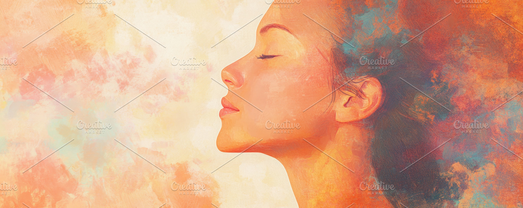 Woman Embracing Creativity with Vibrant Light Swirls, an Abstract Photo by Natalia Klenova's Shop