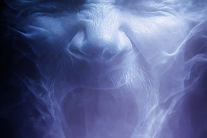 Emotionally charged digital artwork depicting a face surrounded by ethereal mis, an Arts & Entertainment Photo by AlyaAnd