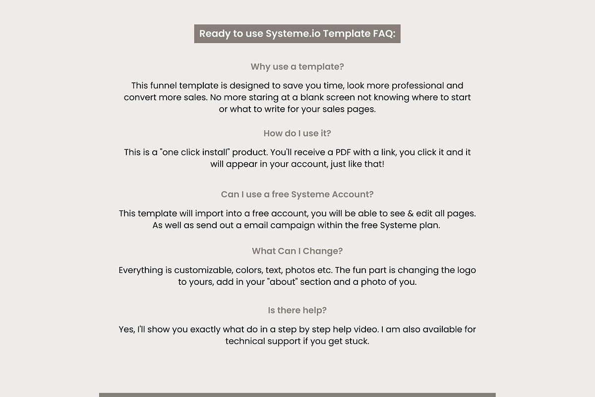 Systeme.io Neutral Sands Lead Funnel, a Landing Page Template by Hayley's Digital Hub (Photo 8 of 10)