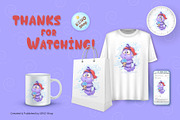 Cool cartoon caterpillar. Tshirt, an Animal Illustration by KENO Mascots (Thumbnail 4 of 4)