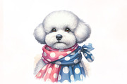 Bichon Frise Dog Watercolor Clipart, an Illustration by Designking (Thumbnail 2 of 4)