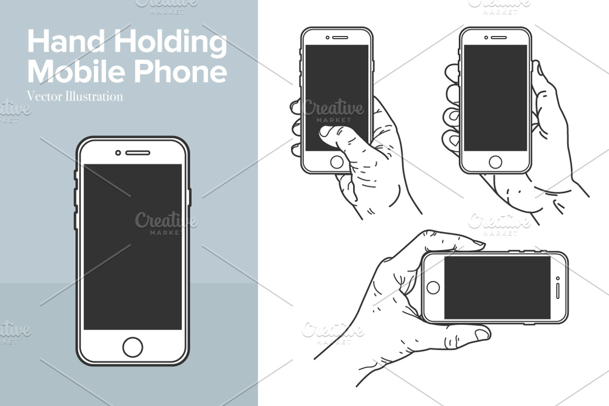 Hand Holding Mobile Phone, an Illustration by Rekanice (Photo 1 of 4)