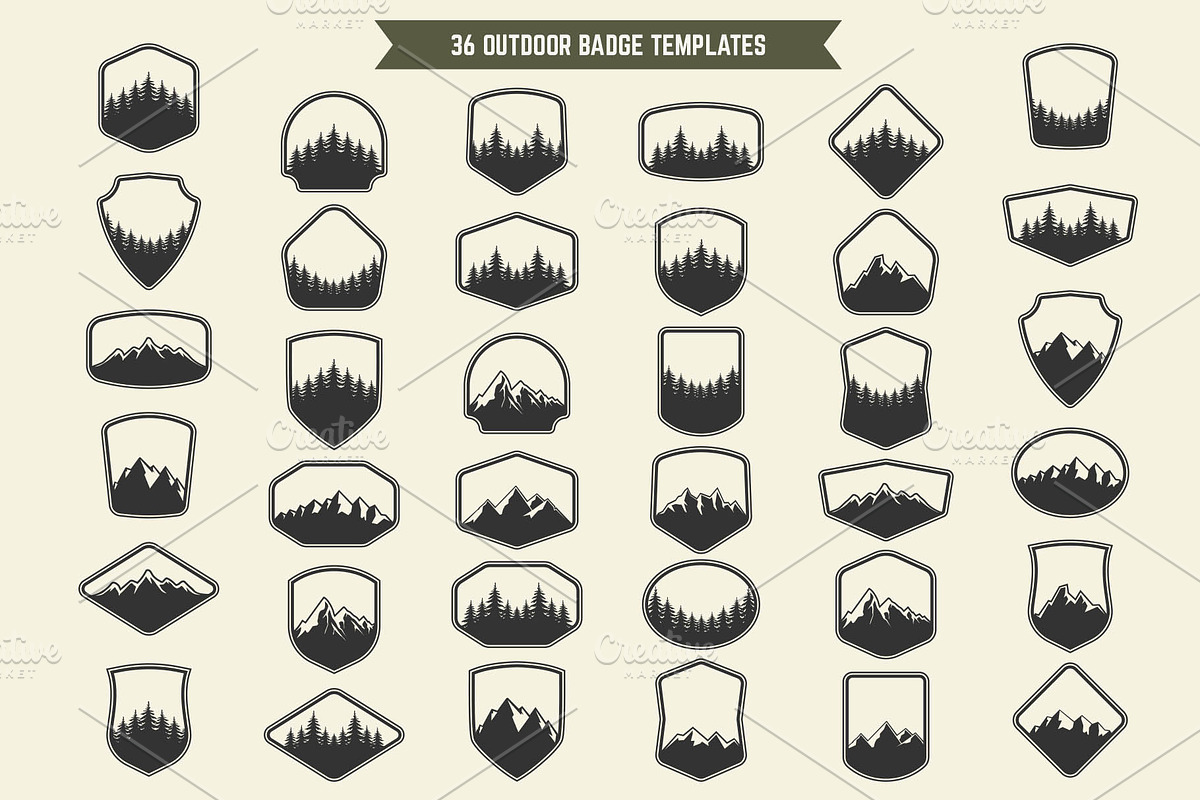 36 Mountain and Forest Shield Shapes, an Object Graphic by sivVector (Photo 3 of 3)